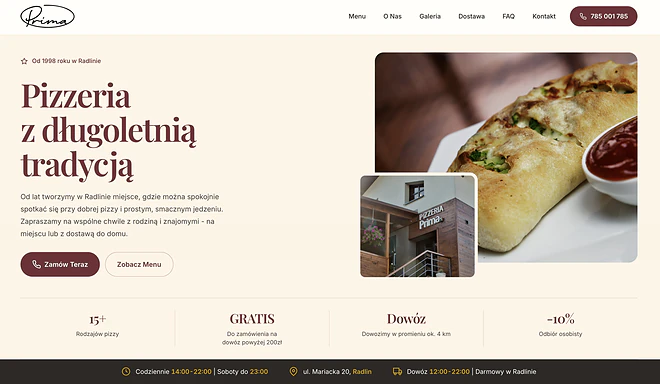 Pizzeria Prima – wizytówka pizzerii z Radlina